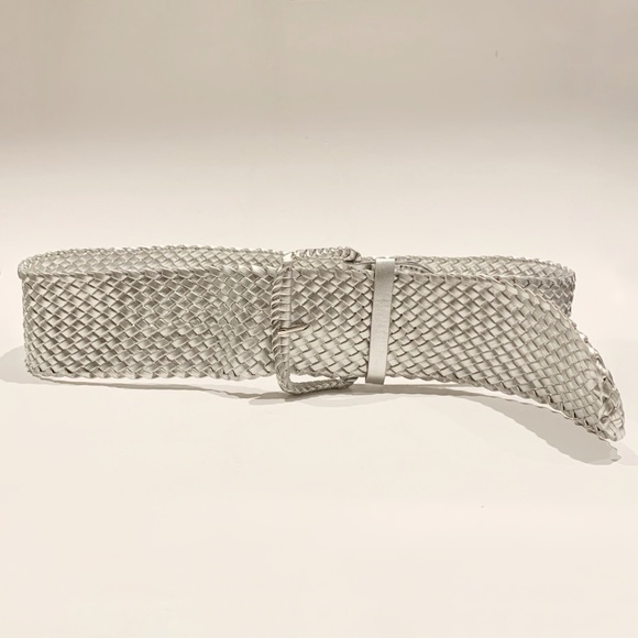 Vintage Accessories - Awesome silver wide woven belt. 2000s Y2K retro braided belt.
